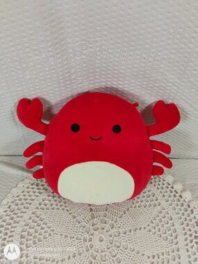 smiling red crab Carlos plush Squishmallow with white belly Bee Happy Kelly Toys